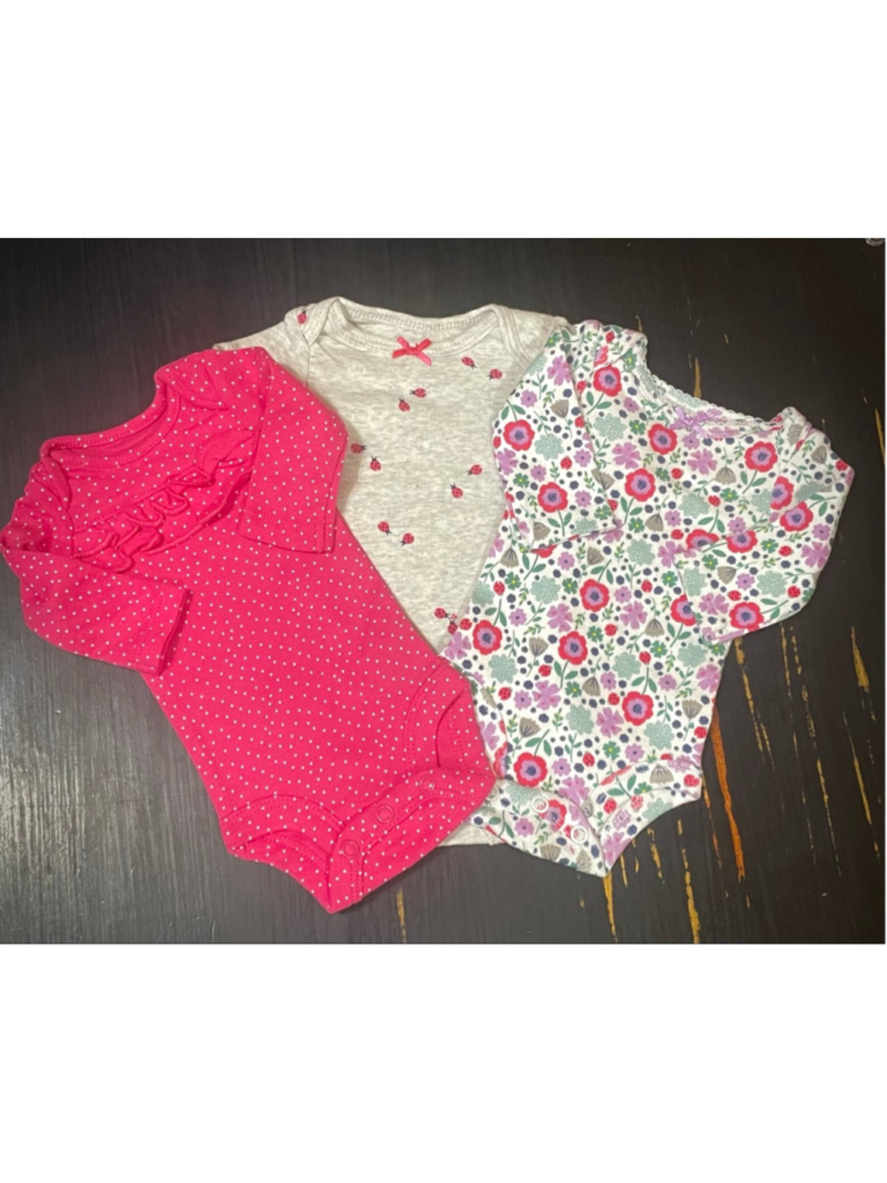Girls Preemie Child of Mine Made by Carter's Bodysuits (3) Pink White Floral